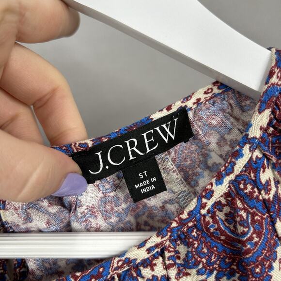 J.Crew Palermo Dress Womens Small Tall Purple Linen Paisley Floral Boho Sundress - Picture 7 of 14